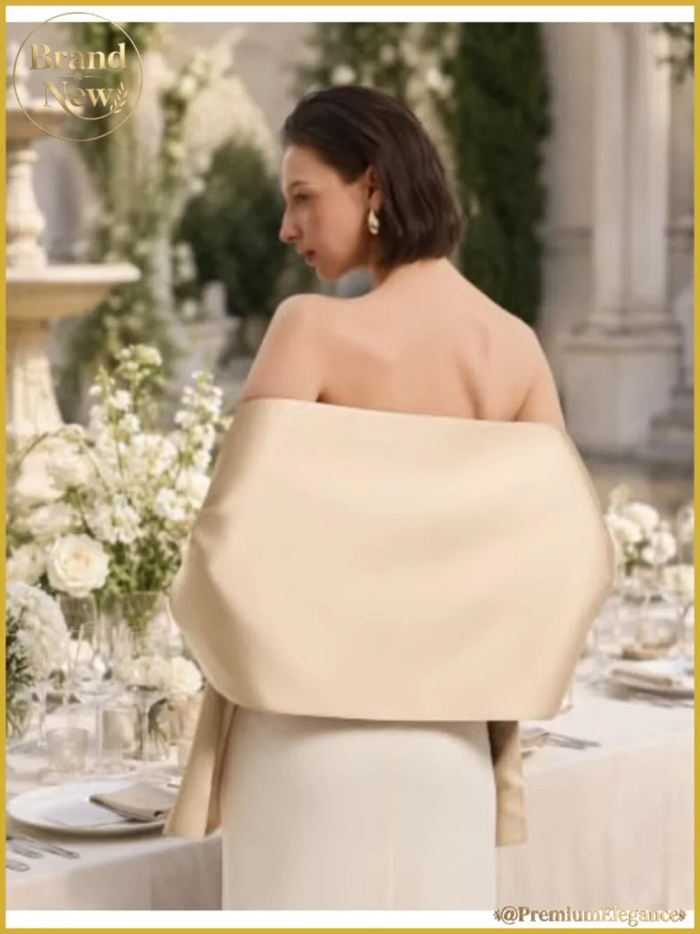 Satin Shawl Wrap Pull Through Evening Wedding Dress Cover Up